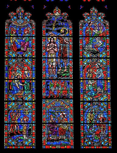 Bible stories stained glass, Washington National Cathedral, Washington DC. Architecture Print